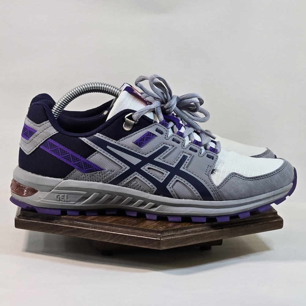 ASICS Shoes Womens Size 9.5 Gray Purple Trail Running GEL EU 41.5 1022A198‎